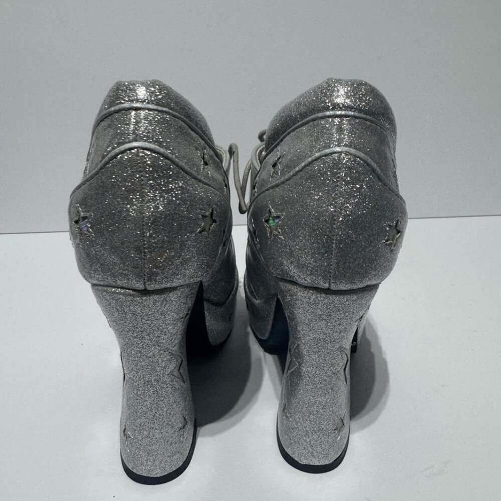 Ellie Silver Glitter Platform Heels with Holographic Star Accents - Picture 4 of 6